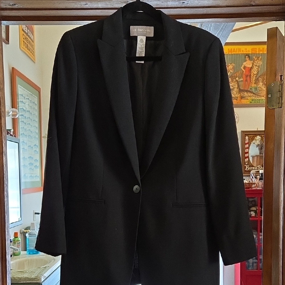 Liz Claiborne Classic Black Blazer Wool